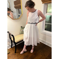 Navy Trim Scallops Dress