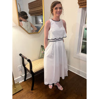 Navy Trim Scallops Dress