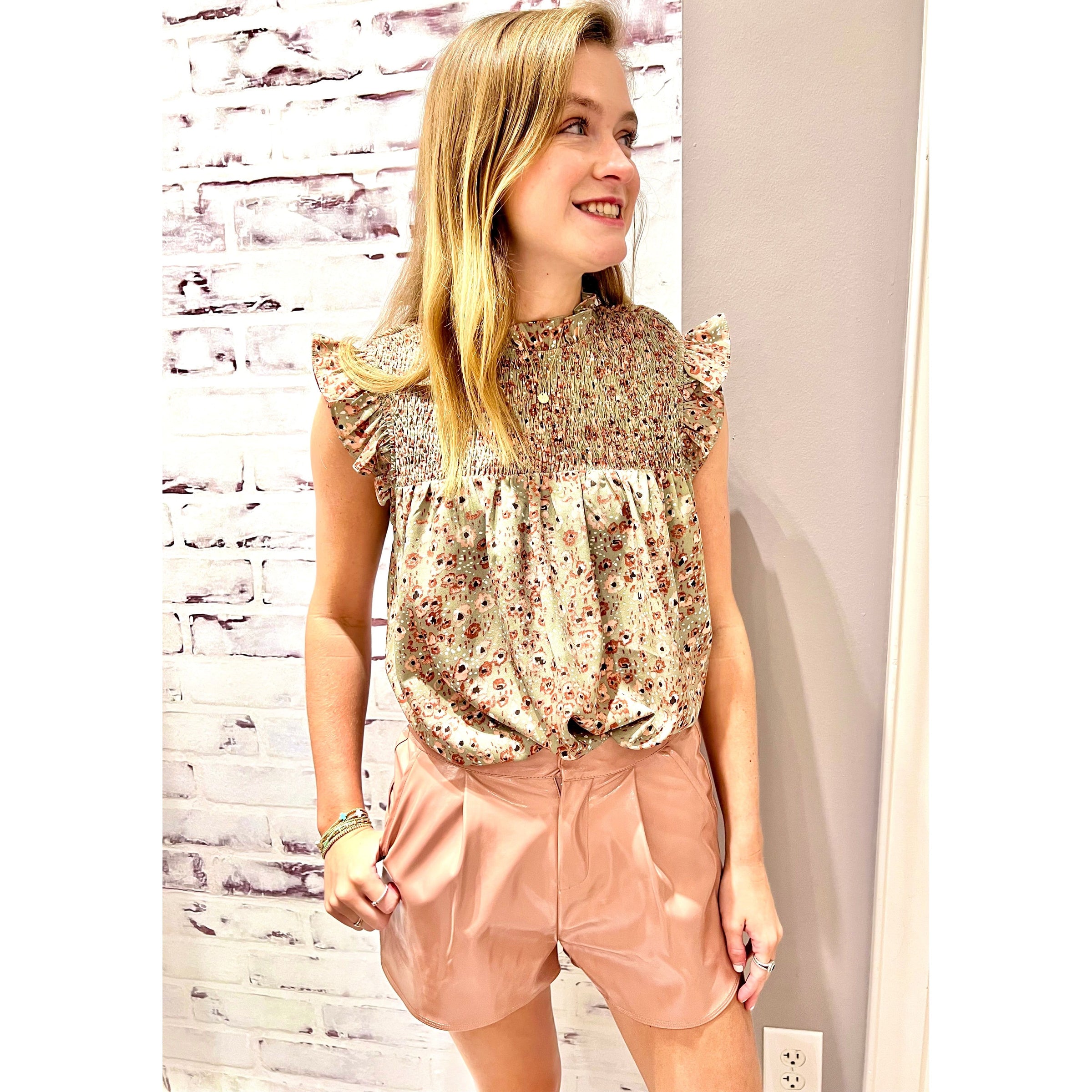 Blush Faux Leather Shorts