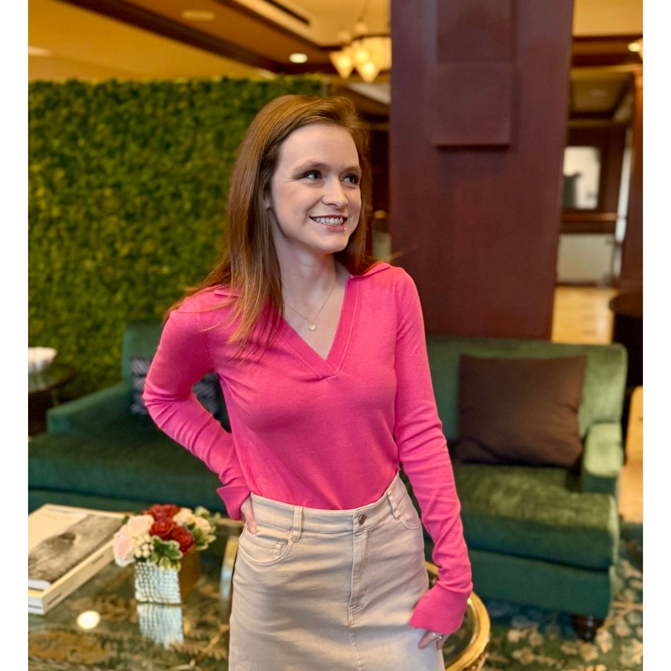 Pink Collared Sweater