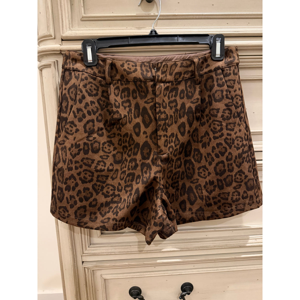 Animal Print Suede Shorts