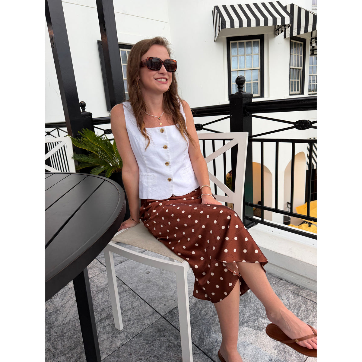 Polka Dot slip midi skirt