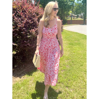 Red Print Midi