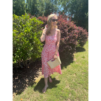 Red Print Midi