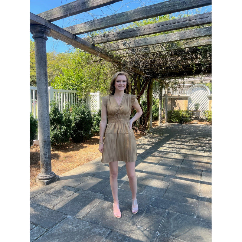 Tan Pleated Dress