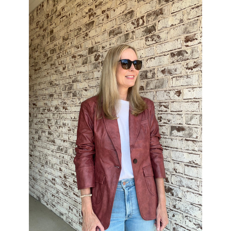 Faux Leather Blazer