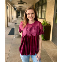 Lace Velvet Babydoll Top