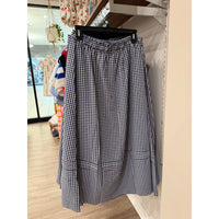 Navy Gingham Midi Skirt