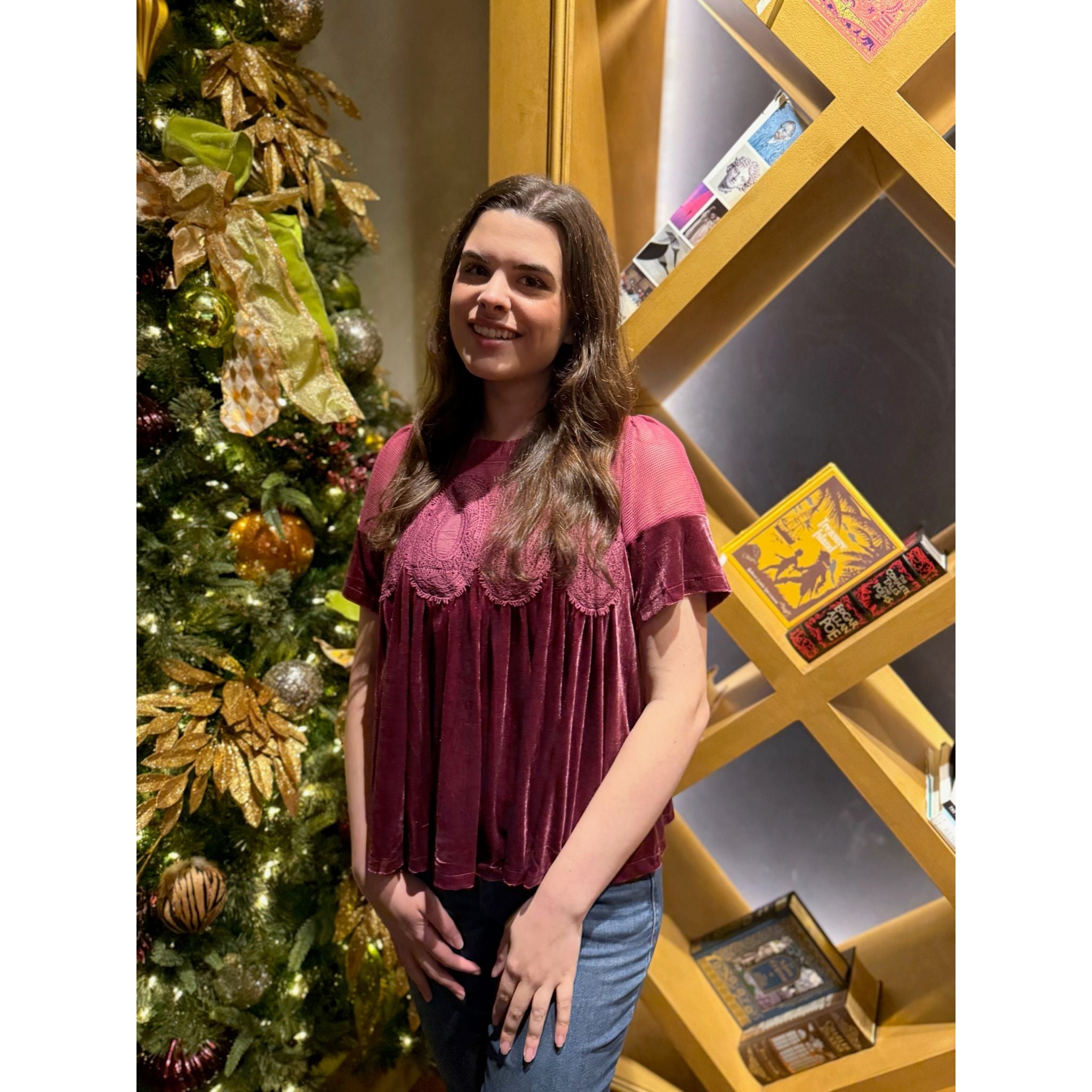 Lace Velvet Babydoll Top