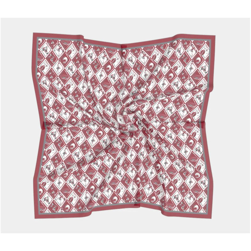 Crimson and Gray Checkerboard Scarf