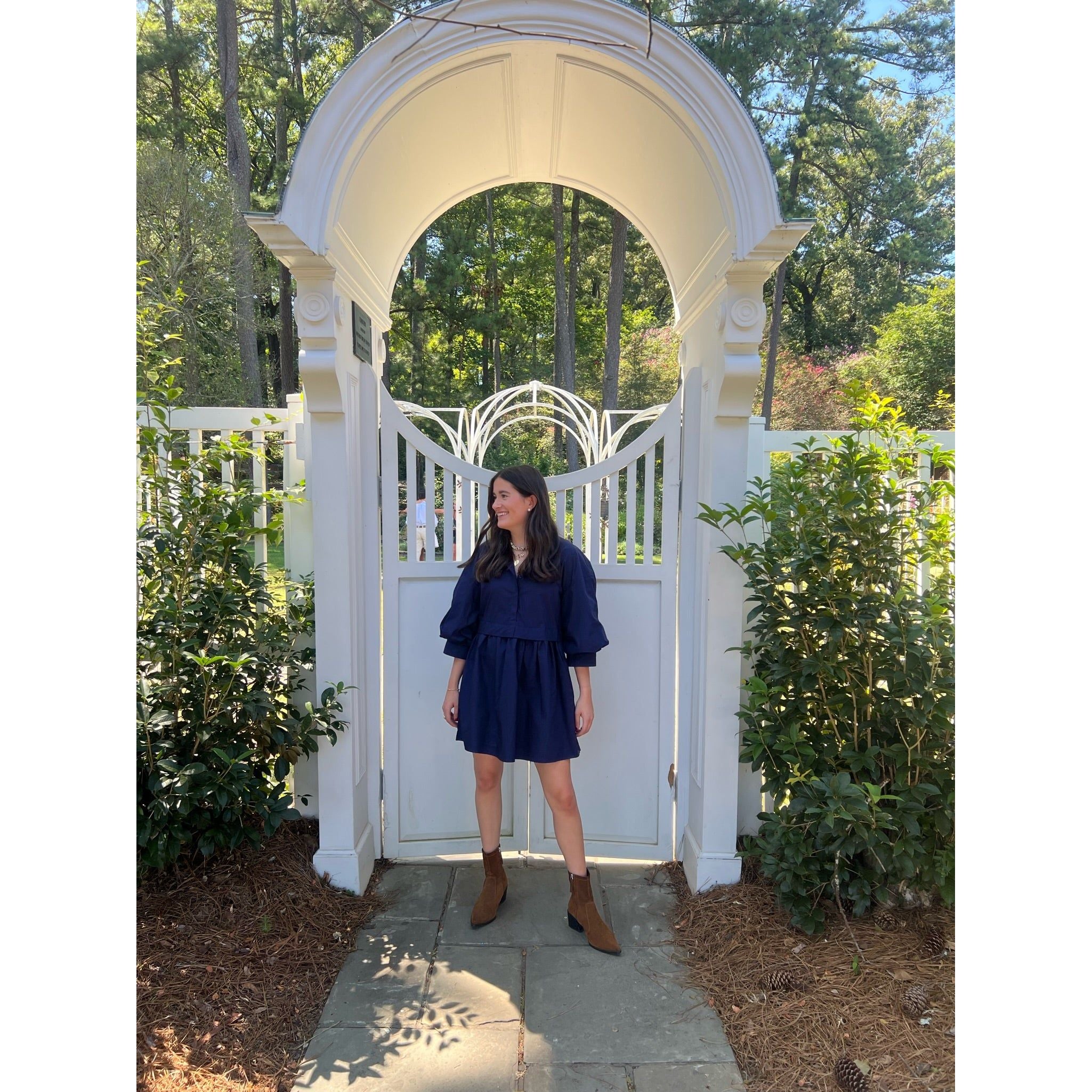 Navy Puff Sleeve Shirt Dress Davis and Dora Navy Puff Sleeve Shirt Dress Davis and Dora