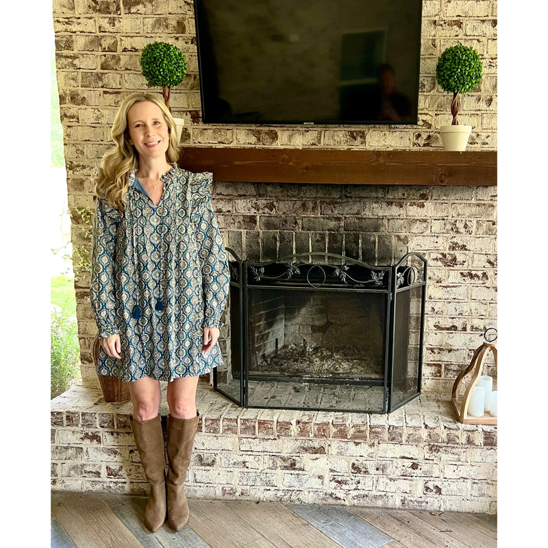 Blue Floral Mini Dress