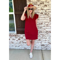 Crimson Ruffle Neck Dress