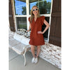 Rust Ruffle Neck Dress