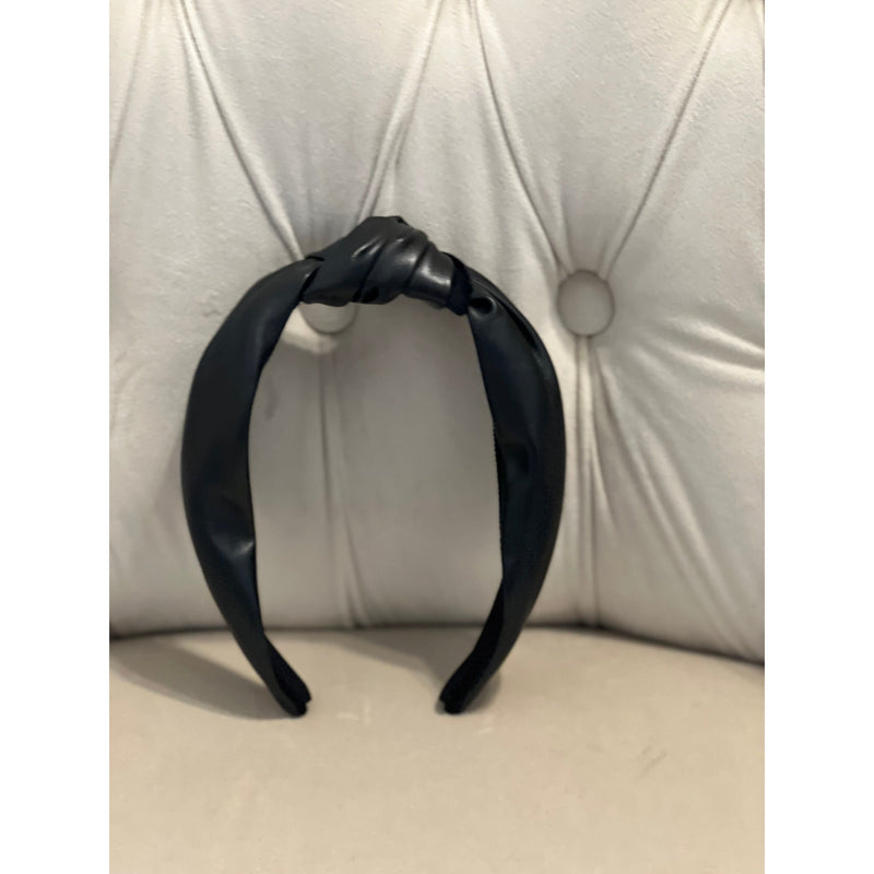 Black Leather Top Knot Headband