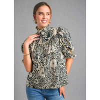 High Collar Half Sleeve Top