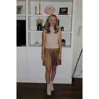 Suede Pleated Skirt