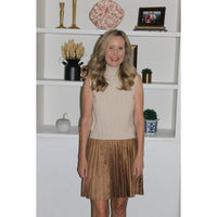 Suede Pleated Skirt