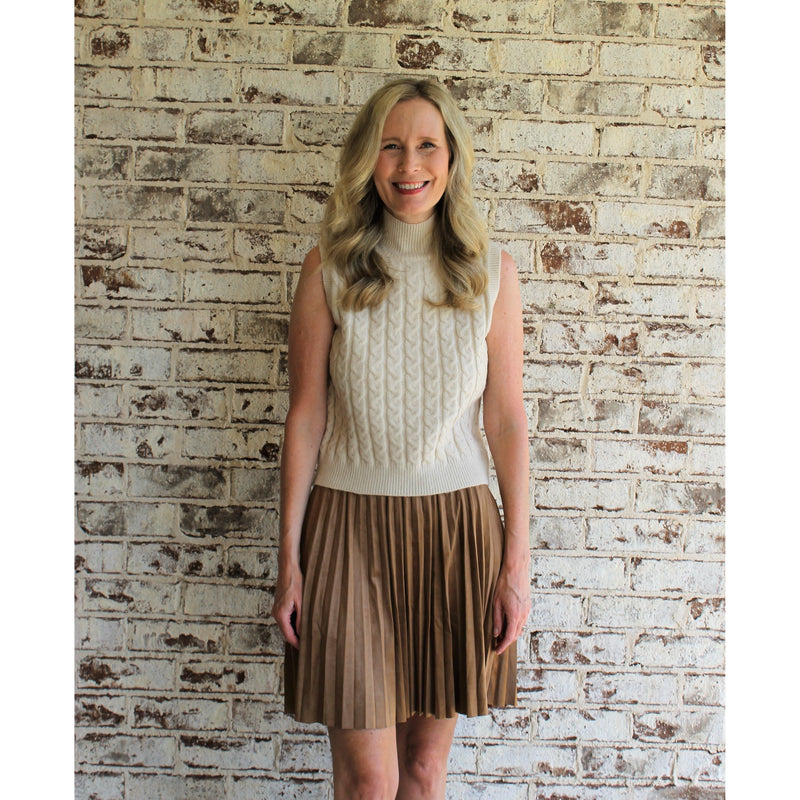 Suede Pleated Skirt