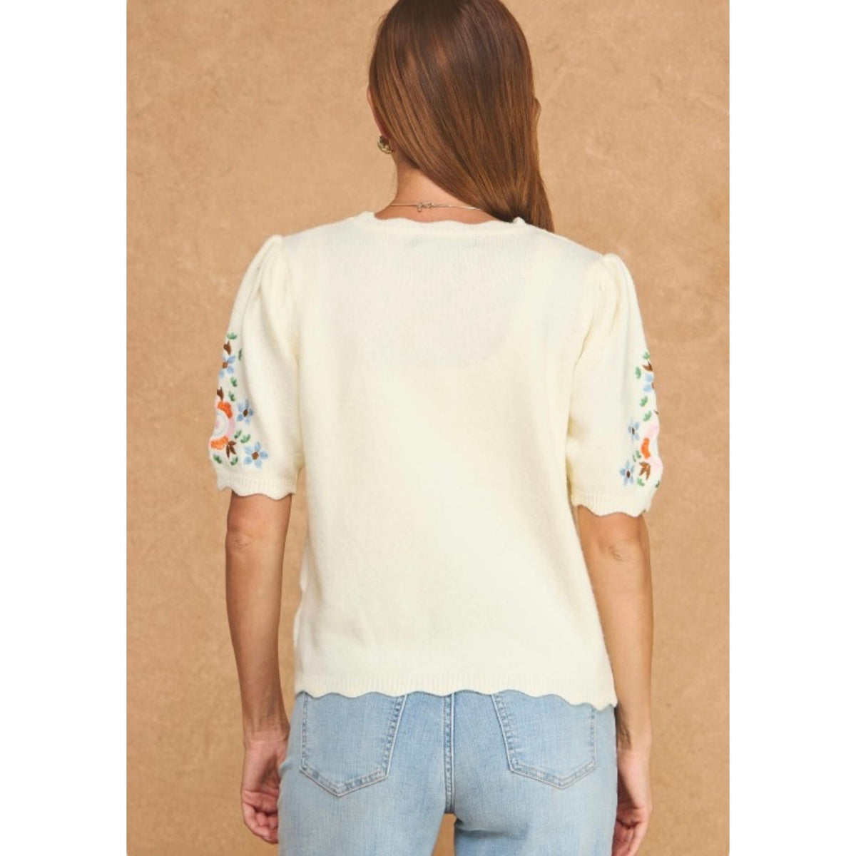 Floral Scallop Sweater