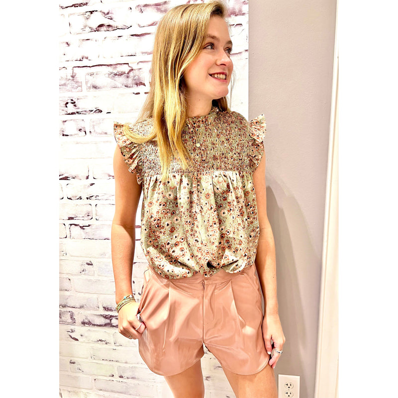 Blush Faux Leather Shorts