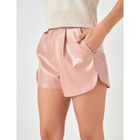 Blush Faux Leather Shorts