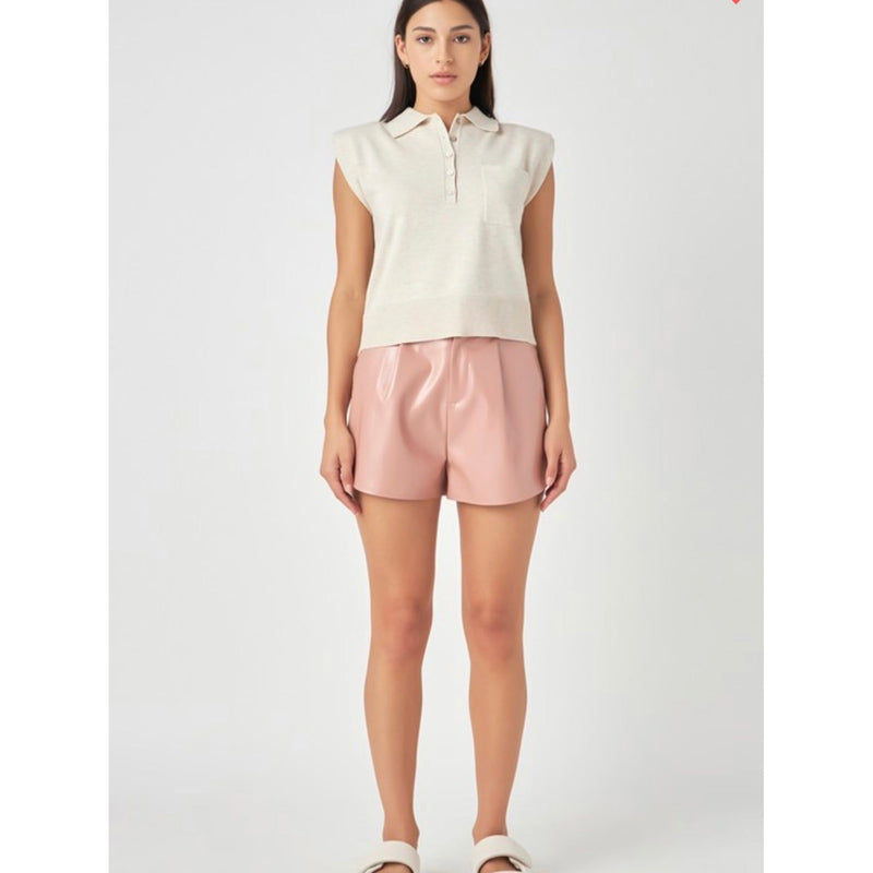 Blush Faux Leather Shorts