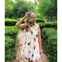 THML Flutter Sleeve Print Dress