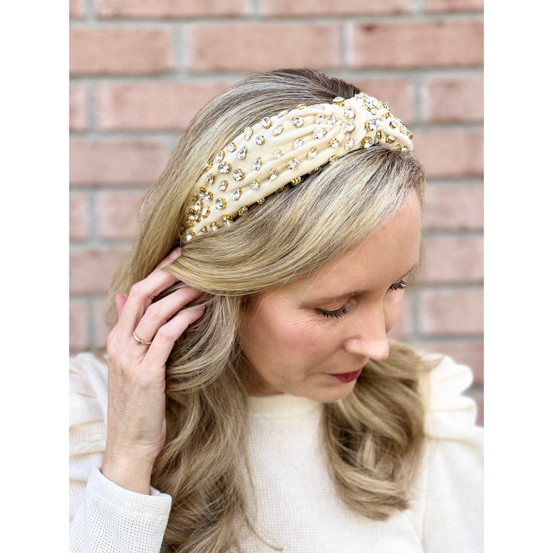 Beige Rhinestone Headband