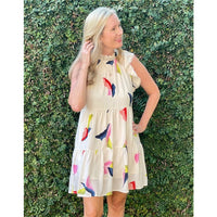 THML Flutter Sleeve Print Dress